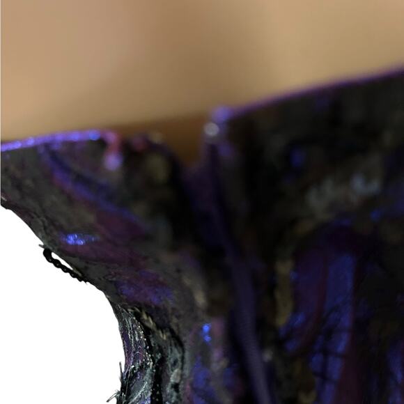 LA Glo Vintage 90s Cocktail Medium Prom Glam Rock Lace Sequins Sweetheart Purple - Picture 7 of 13